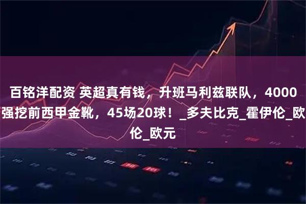 百铭洋配资 英超真有钱，升班马利兹联队，4000万强挖前西甲金靴，45场20球！_多夫比克_霍伊伦_欧元