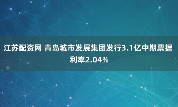 江苏配资网 青岛城市发展集团发行3.1亿中期票据 利率2.04%