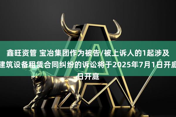 鑫旺资管 宝冶集团作为被告/被上诉人的1起涉及建筑设备租赁合同纠纷的诉讼将于2025年7月1日开庭